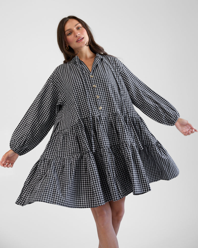 Avalon Smock Dress | Midnight Gingham