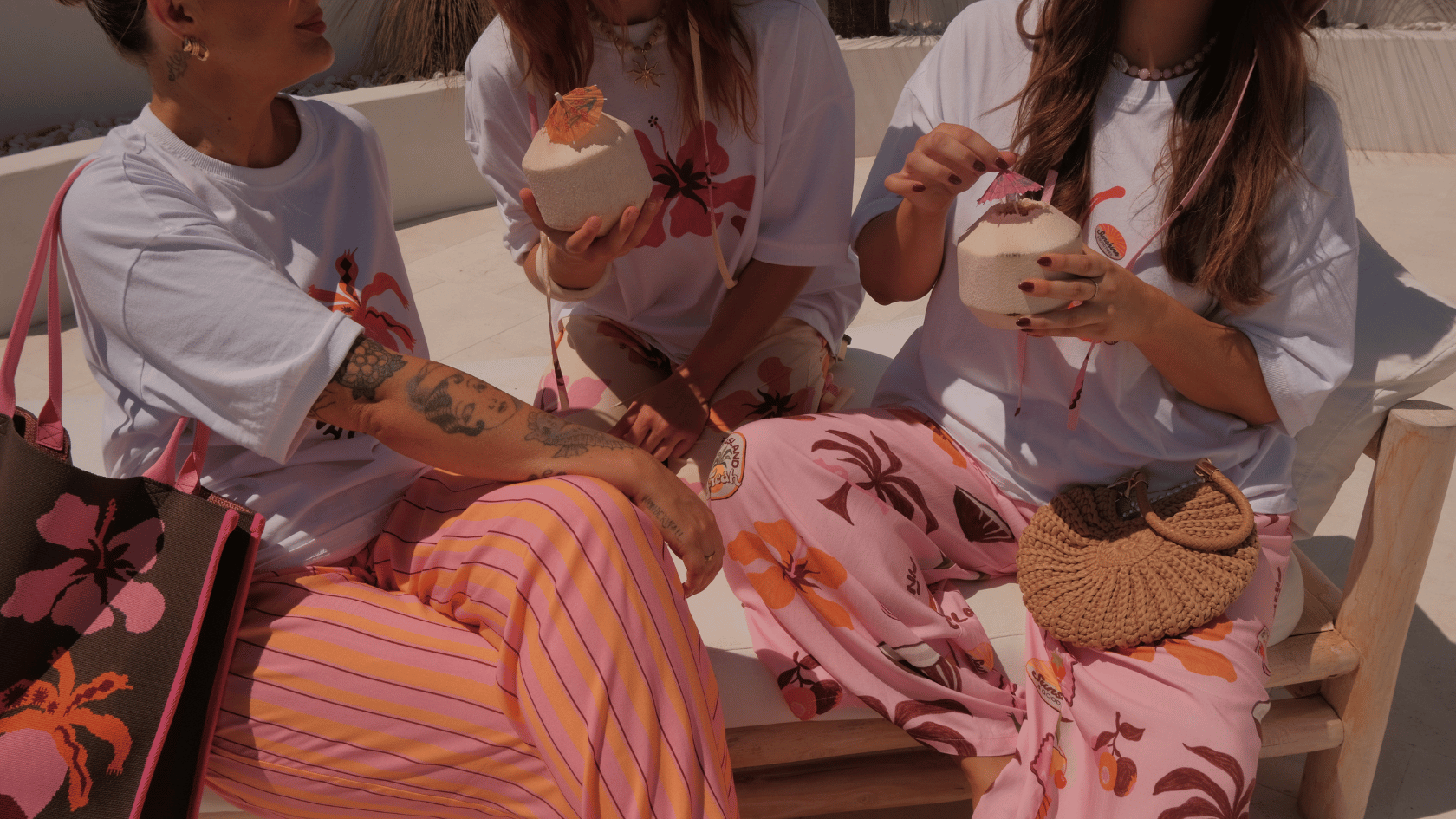 The Lullaby Club sneak peek behind the scenes summer 2026 collection pink, stripes, hibiscus, pina colada , tote bag