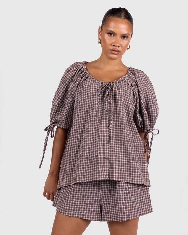 Harvey Top | Walnut Gingham