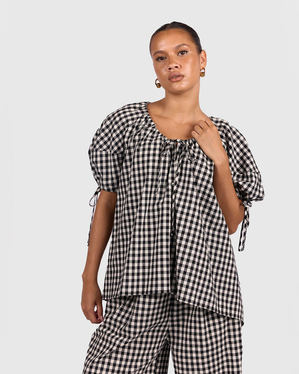 Harvey Top | Black Gingham