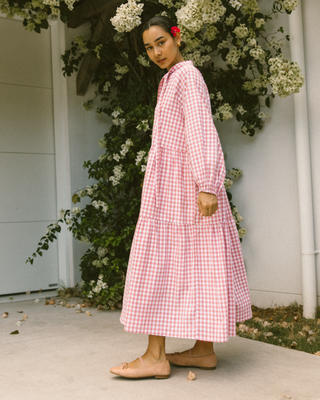 Maxi Avalon Smock Dress | Pink Gingham