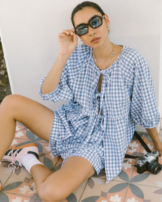 Florence Top | Blue Gingham