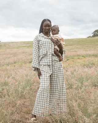 Women's Lounge Pants | Green Gingham