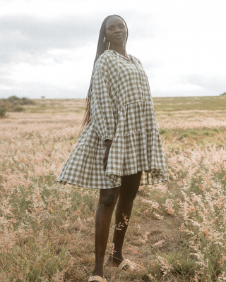 Avalon Smock Dress | Green Gingham