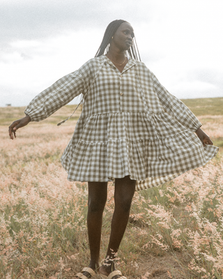 Avalon Smock Dress | Green Gingham