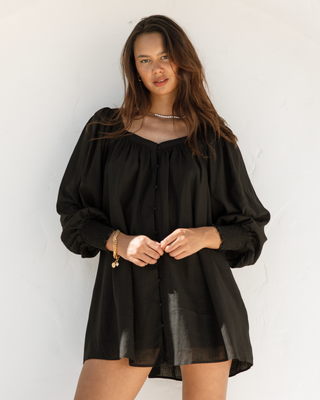 Iris Smock Dress | Black