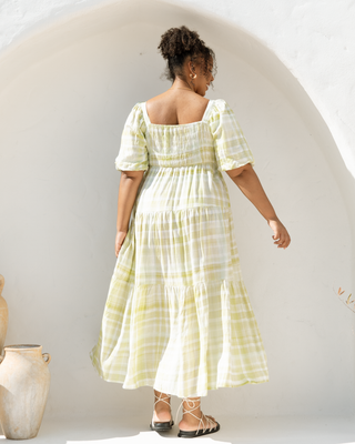 Lotus Maxi Dress | Green Gingham