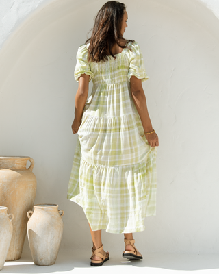 Lotus Maxi Dress | Green Gingham