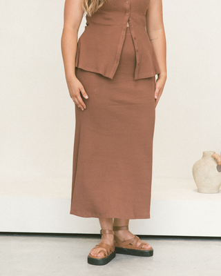 Marley Maxi Ribbed Skirt | Brown