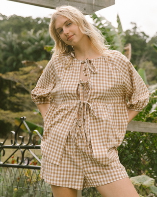 Florence Top | Caramel Gingham