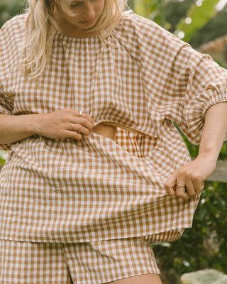 Florence Top | Caramel Gingham