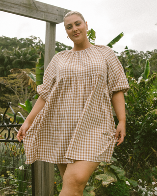 Florence Mini Dress | Caramel Gingham