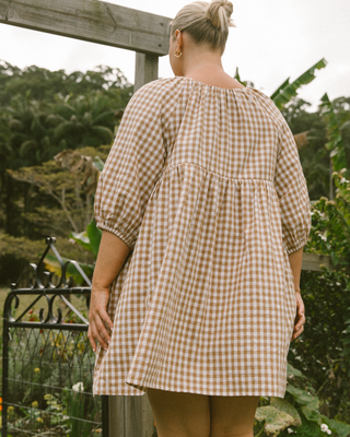 Florence Mini Dress | Caramel Gingham