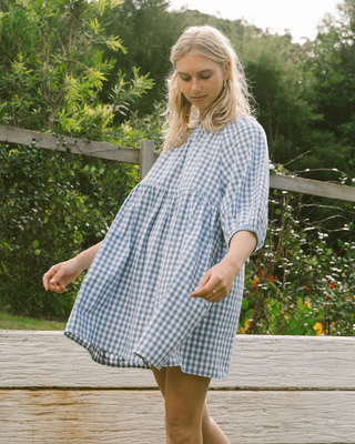 Florence Mini Dress | Blue Gingham (PRE-ORDER)