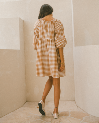 Florence Mini Dress | Caramel Gingham