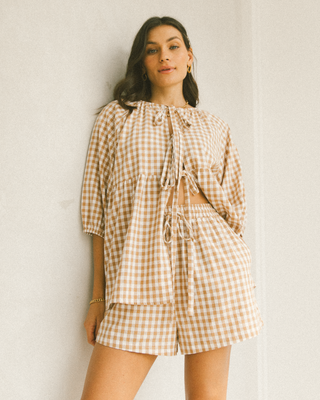 Florence Top | Caramel Gingham