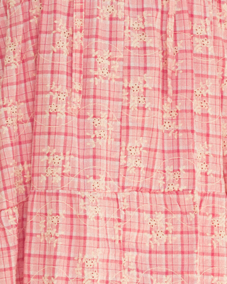 Maxi Avalon Smock Dress | Pink Gingham Embroidery