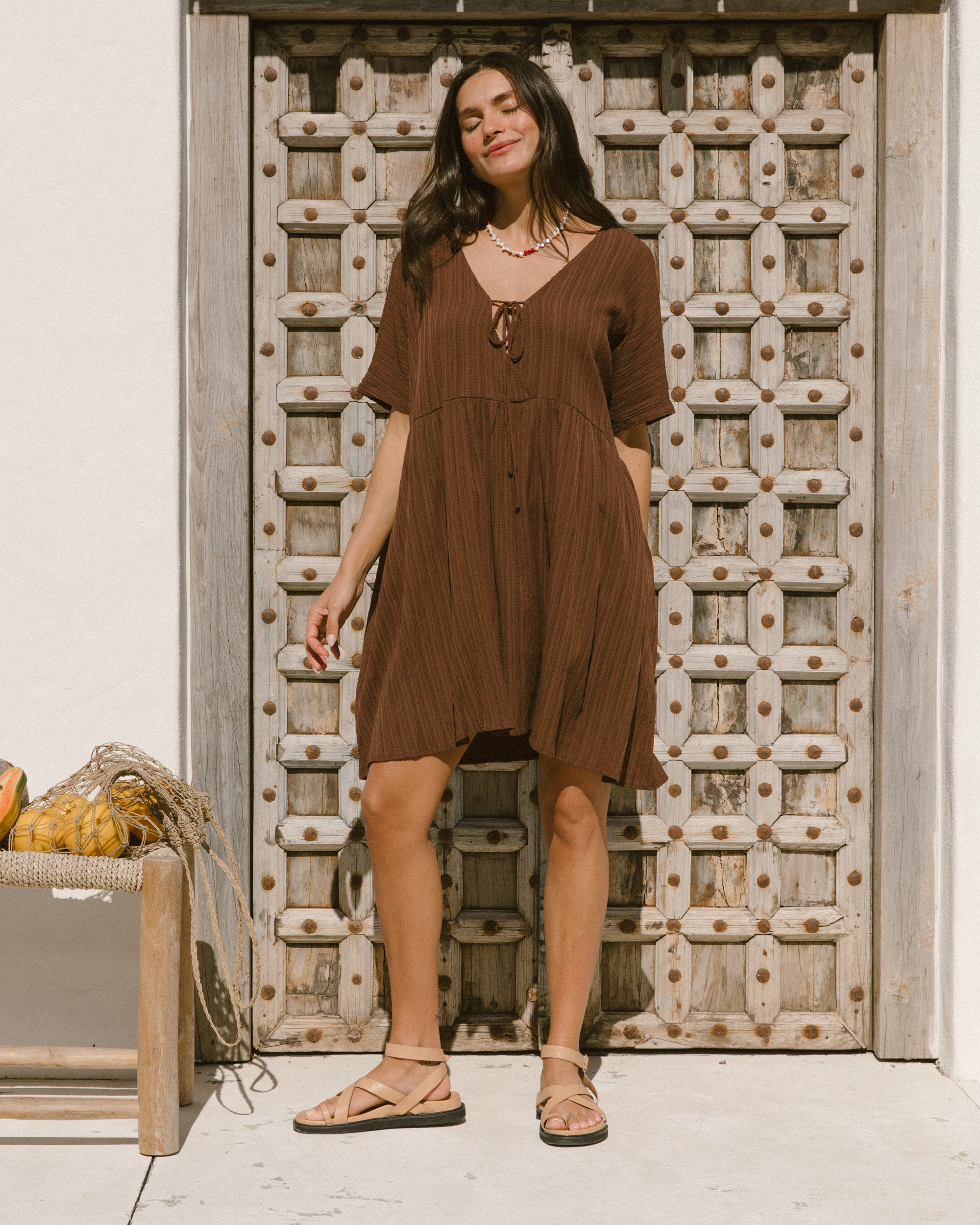Lainey Dress Brown Crepe