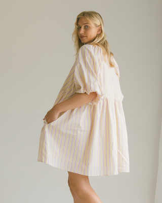 Frankie Dress | Yellow & Purple Stripe