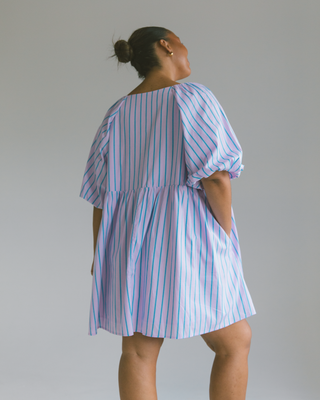 Frankie Dress | Purple & Blue Stripe