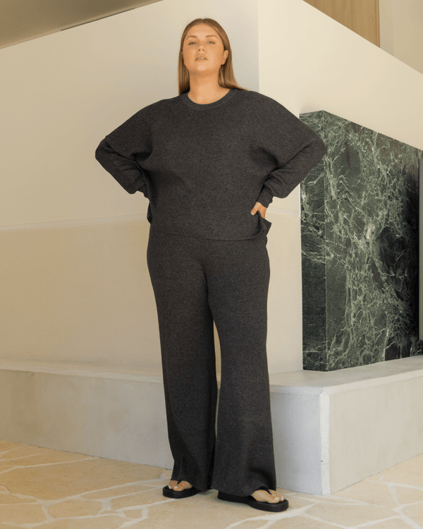 Alex Knit Pants | Dark Grey Marle