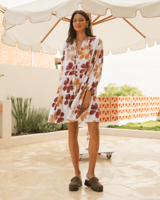 Avalon Smock Dress | Merlot Bloom