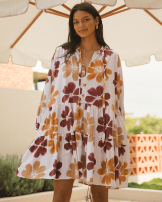 Avalon Smock Dress | Merlot Bloom