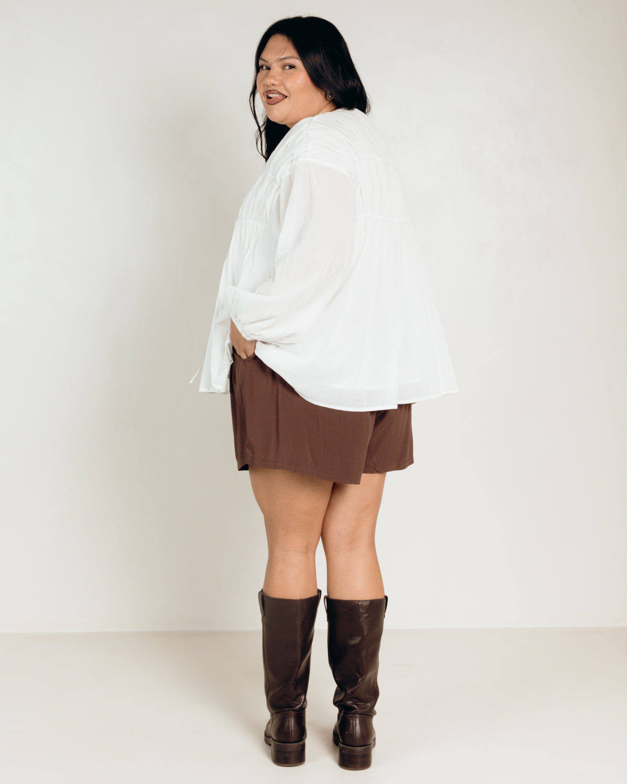Daisy Smock Top in White - Extended Size Range AU 6-26 - The Lullaby Club
