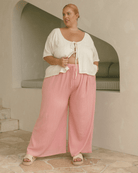 Gia Crop Cream Crepe – Breastfeeding-Friendly Maternity Wear