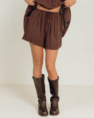 Honey Shorts in Chocolate - Lightweight and Breathable Shorts - The Lullaby Club