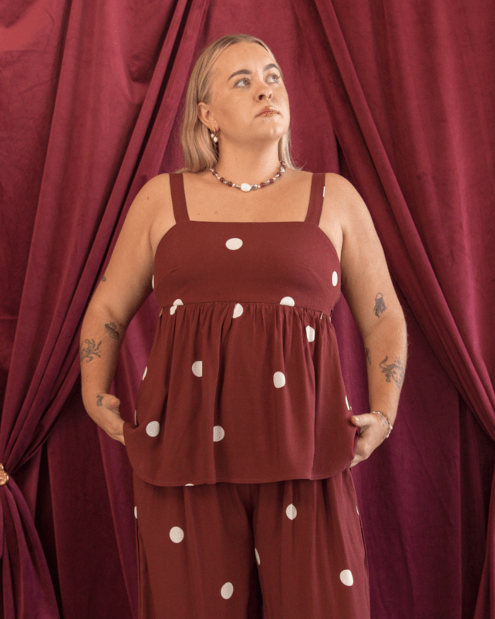 FINAL SALE | Junie Top | Mahogany Polka Dot – The Lullaby Club