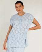Poppy Lace Top in Blue - Oversized Lace Top - The Lullaby Club