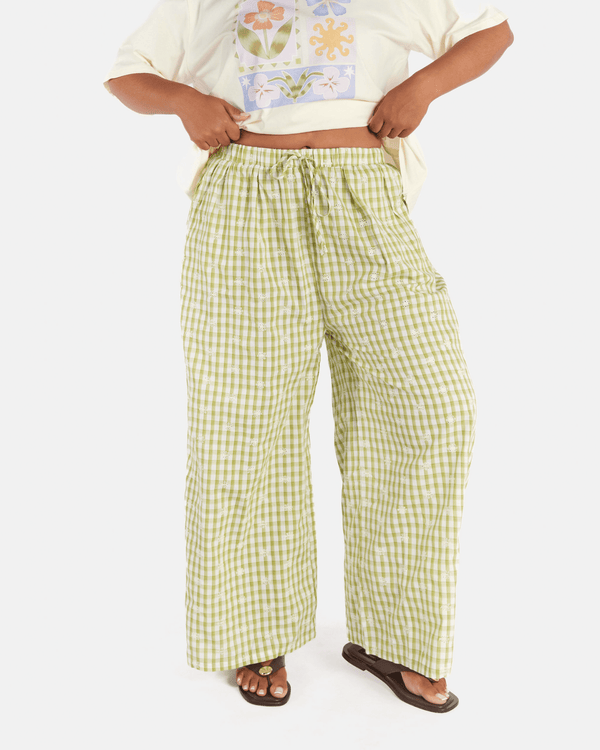 Posey Pants | Pear Gingham Embroidery