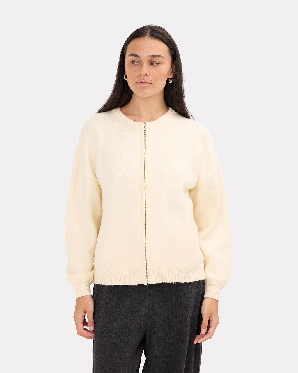 Sophie Knit Bomber in Butter | Soft Functional Knitwear | The Lullaby Club
