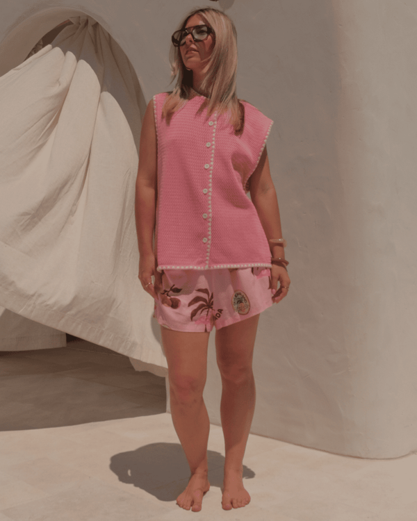 Tyler Knit Vest | Pink