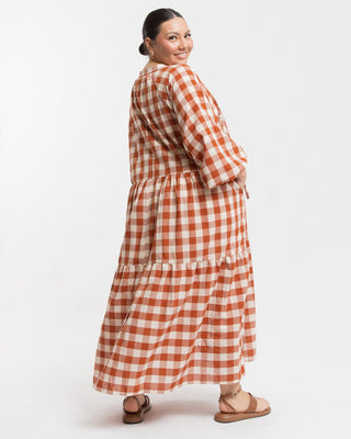 Maxi Avalon Smock Dress | Rust Gingham