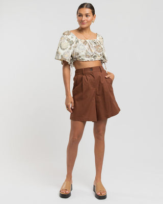 WAREHOUSE SALE | Maggie Tailored Shorts | Brown