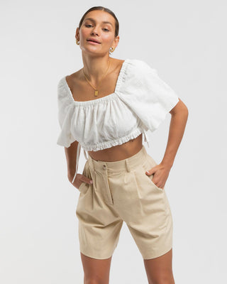 WAREHOUSE SALE | Maggie Tailored Shorts | Beige