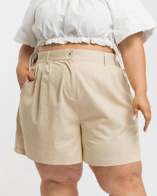 WAREHOUSE SALE | Maggie Tailored Shorts | Beige