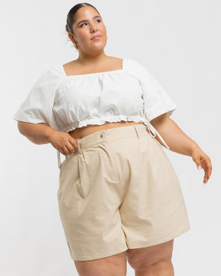 WAREHOUSE SALE | Maggie Tailored Shorts | Beige