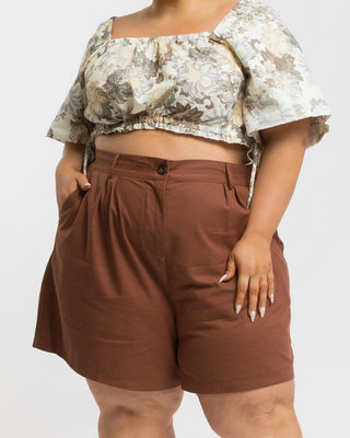 WAREHOUSE SALE | Maggie Tailored Shorts | Brown