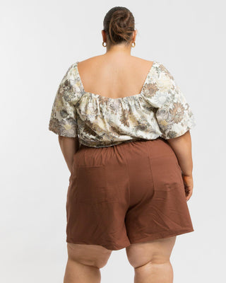 WAREHOUSE SALE | Maggie Tailored Shorts | Brown